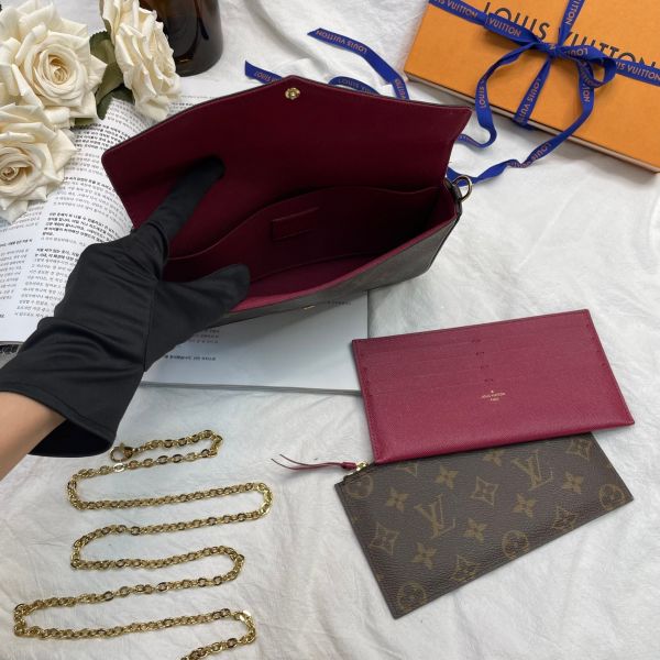 【9成新】【12期0利率】LV  Félicie Pochette 舊款老花三合一 (非絨布內裡) 