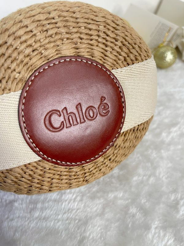 【95成新】Chloe 草編束口圓筒包 
