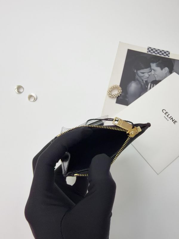【95成新】CELINE TRIOMPHE亮澤牛皮革短款零錢包 