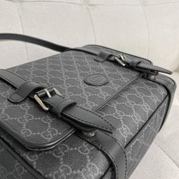 【12期0利率】【現金價】GUCCI 黑灰老花郵差包 