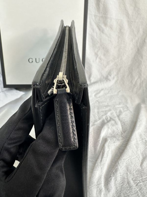 【12期0利率】GUCCI GG Supreme 紅藍WEB織帶手拿包【9成新】 