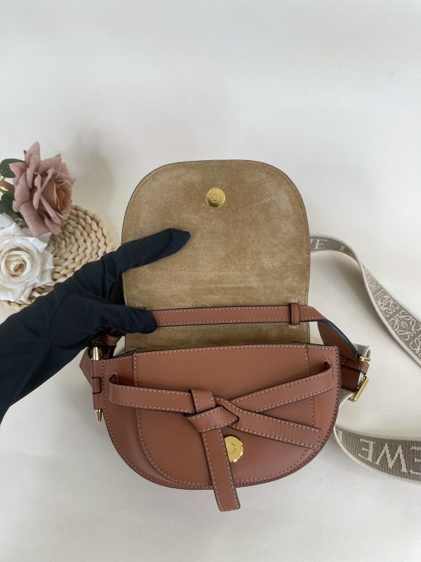 【分期0利率】LOEWE MINI GATE 雙層包 焦糖【95成新】 