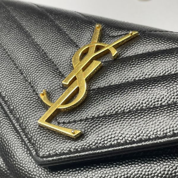 【12期0利率】YSL MONOGRAM 魚子醬信封長夾 【9成新】 