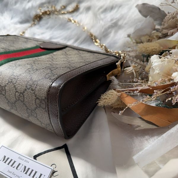 【12期0利率】GUCCI OPHIDIA GG磁扣肩背鍊包【9成新】【 