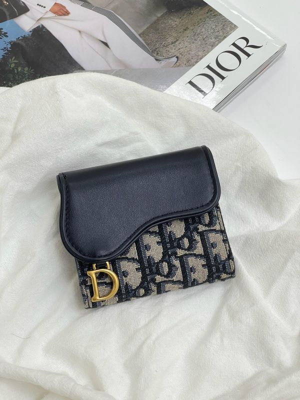 【閒置新品】Dior Saddle Lotus三折短夾 