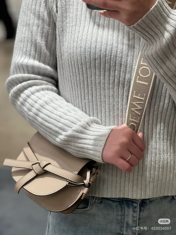 【分期0利率】LOEWE MINI GATE 雙層包 沙色【99成新】 