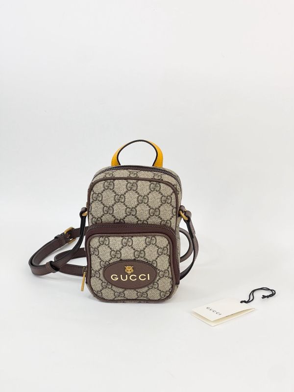 【未使用閒置品】GUCCI 虎頭雙層拉鍊記者包 