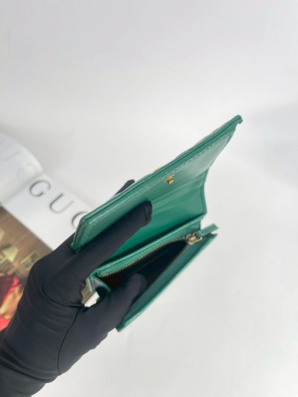 【9成新】GUCCI Marmont 愛心兩摺拉鍊零錢袋短夾 