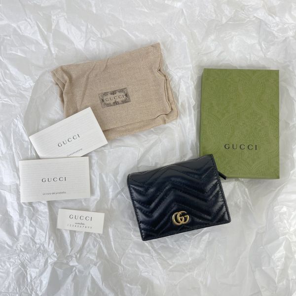 【12期0利率】GUCCI Marmont 愛心兩摺拉鍊零錢袋短夾【85成新】 