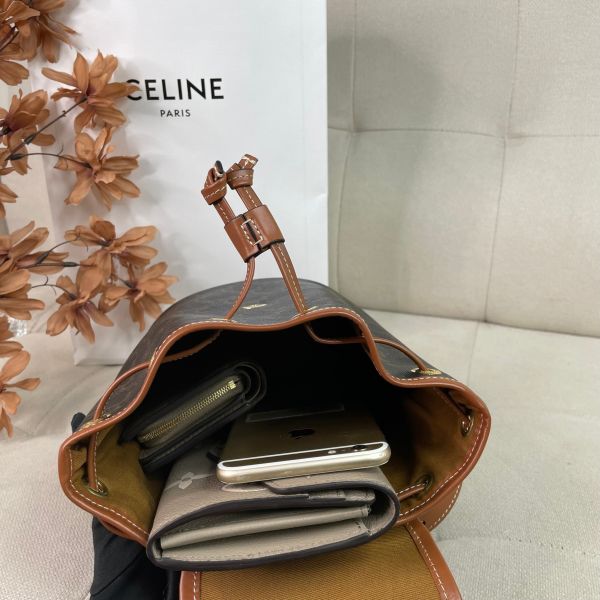 【12期0利率】CELINE TRIOMPHE 帆布及小牛皮迷你型 FOLCO 背包【僅試背】 