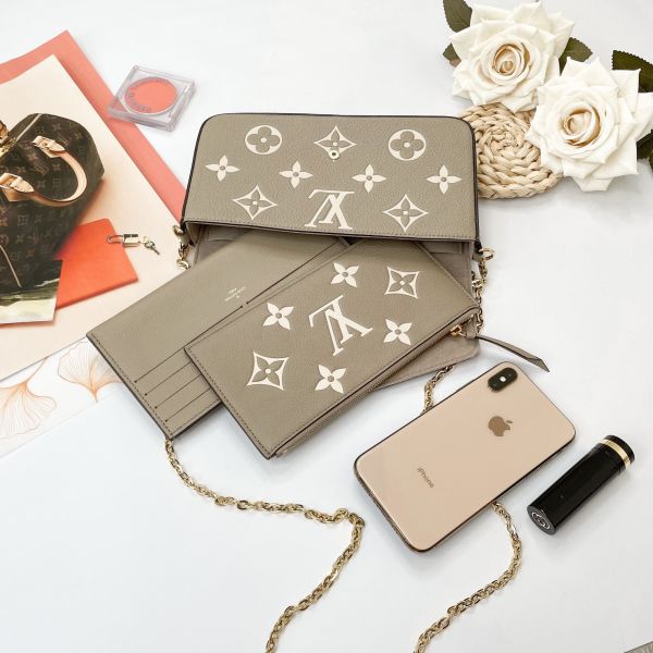 【12期0利率】LV Félicie Pochette斑鳩灰 【99成新】 