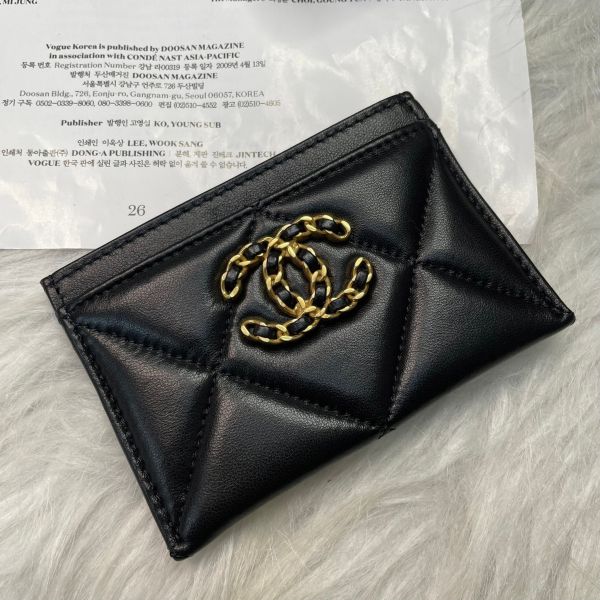 【12期0利率】CHANEL 19卡包 黑金【95成新】 