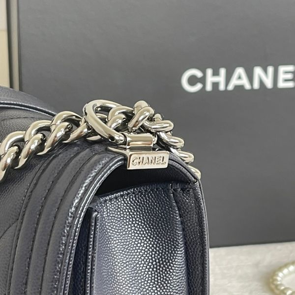 【12期0利率】CHANEL 山形紋 BOY 25 深藍【9成新】 