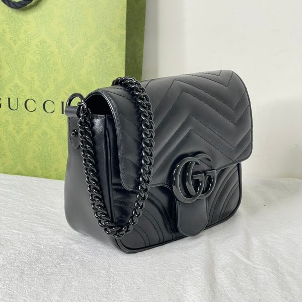 【12期0利率】GUCCI  GG Marmont絎縫迷你手提袋(方胖馬夢) 【9成新】 