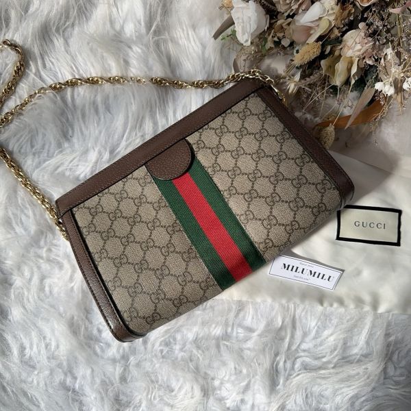 【12期0利率】GUCCI OPHIDIA GG磁扣肩背鍊包【9成新】【 