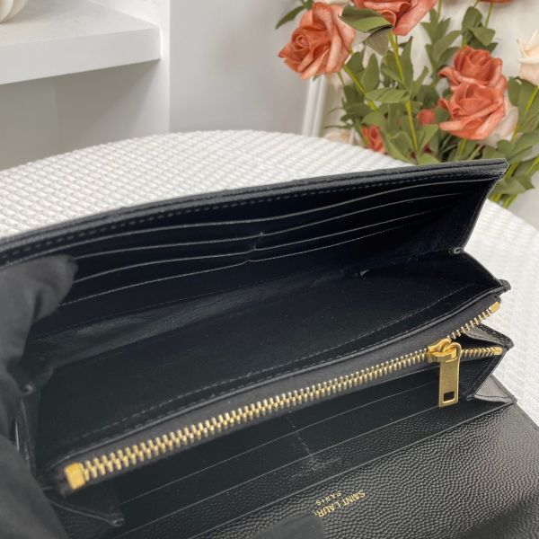 【9.5成新】【12期0利率】YSL MONOGRAM 魚子醬信封長夾 