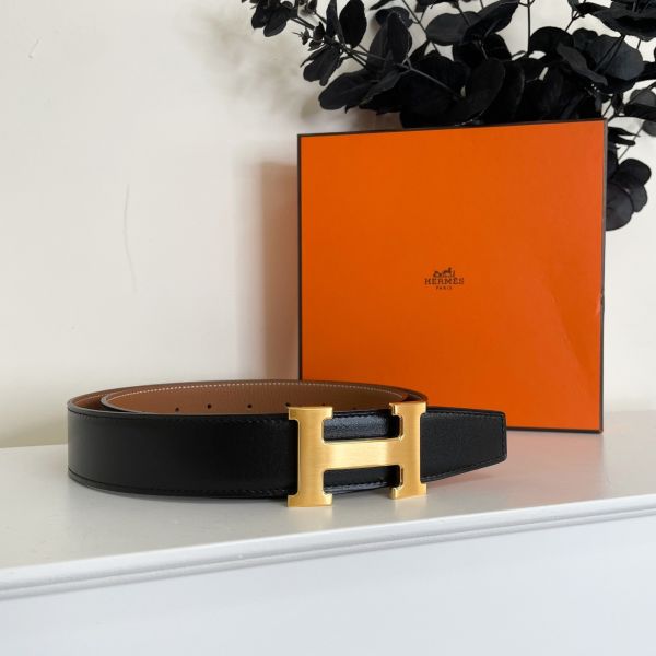 【12期0利率】HERMES 金頭雙面用皮帶 32MM【95成新】【現金價】 