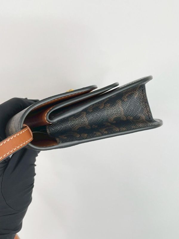 【99成新】CELINE DUO標誌印花及牛皮飾邊WOC 