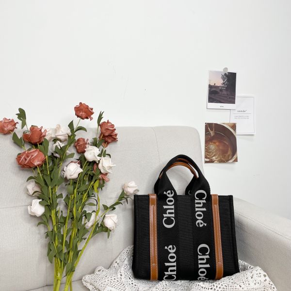 【12期0利率】【全新品】Chloé 刺繡背帶款小號Woody Tote Bag 撞色款【現金價27800】 