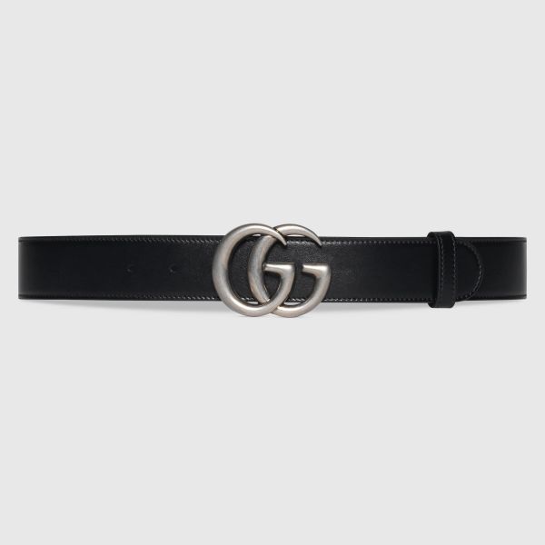 【12期0利率】【現金價17700】GUCCI GG Marmont雙面皮帶 黑灰 3.7公分 