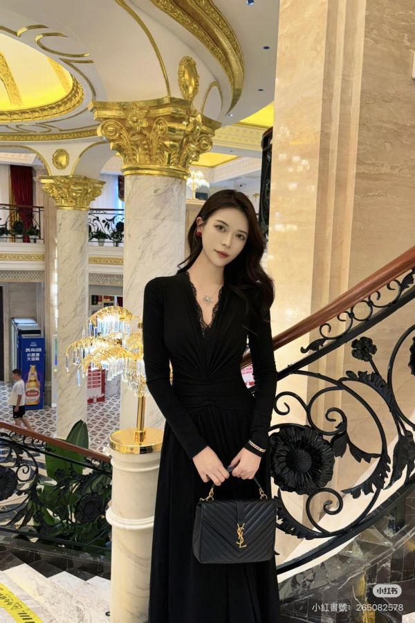 【9成新】YSL COLLèGE中性絎縫皮革手袋 
