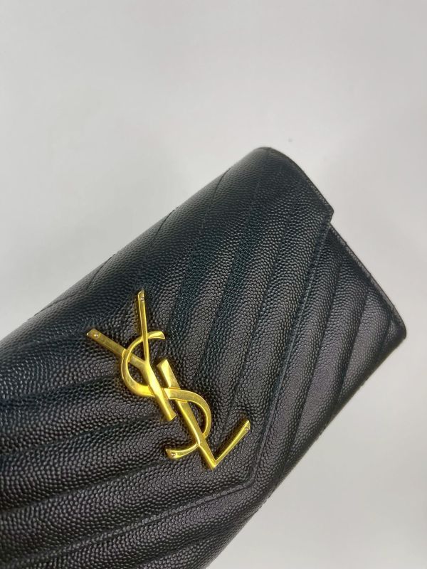 【95成新】YSL MONOGRAM 魚子醬信封長夾 