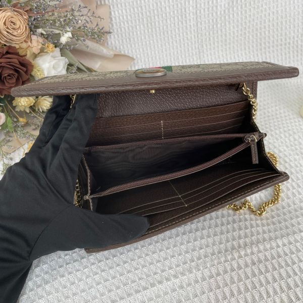 【12期0利率】GUCCI  OPHIDIA 鏈帶長夾 可拆鍊條【9成新】【】 