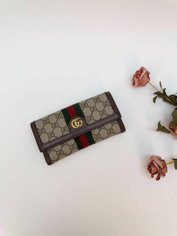 【9成新】GUCCI OPHIDIA 織帶扣式信封長夾 