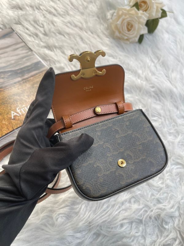 【分期0利率】CELINE 凱旋門帆布及小牛皮迷你翻蓋包【未使用閒置品】 