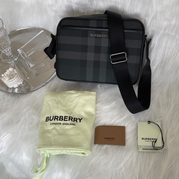 【12期0利率】【全新品】BURBERRY  Muswell炭灰格紋單肩包【現金價】 