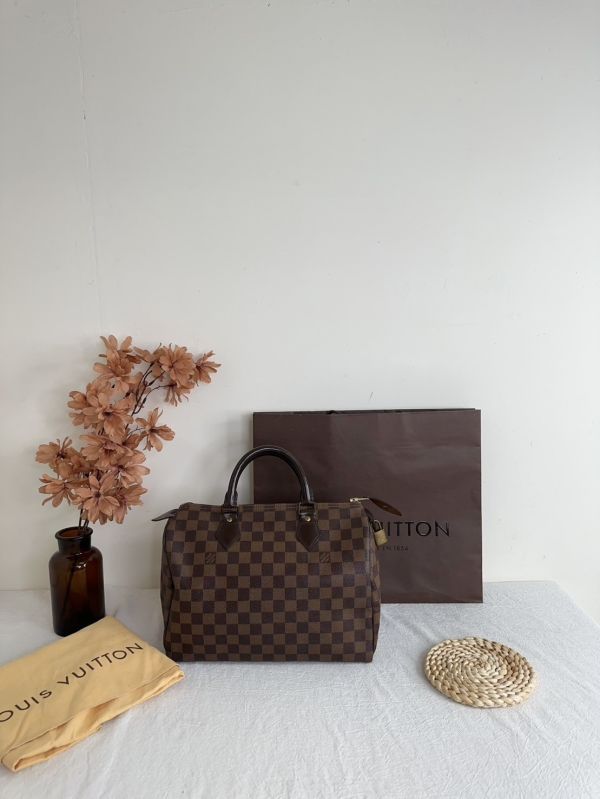 【12期0利率】LV SPEEDY 30  棋盤格無背帶款【9成新】 