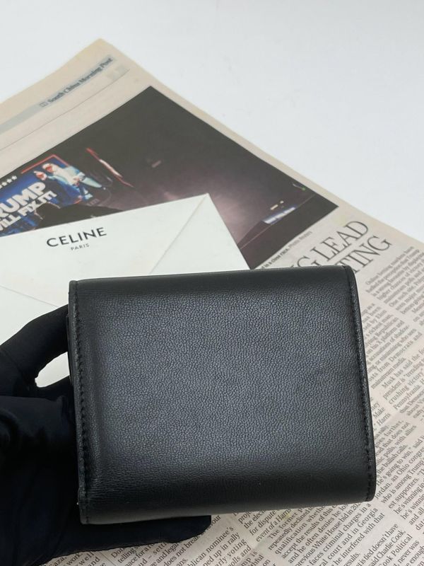 【9成新】CELINE 亮面牛皮革TRIOMPHE三折短夾 