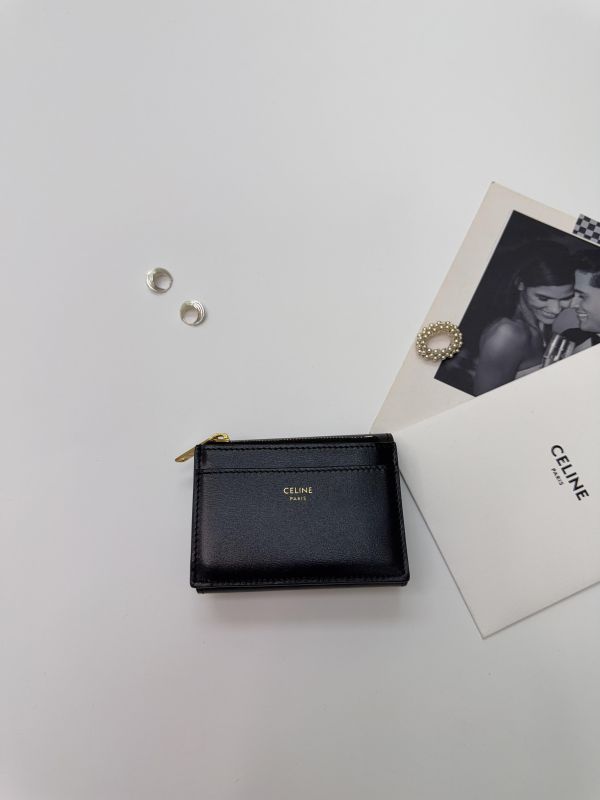 【95成新】CELINE TRIOMPHE亮澤牛皮革短款零錢包 