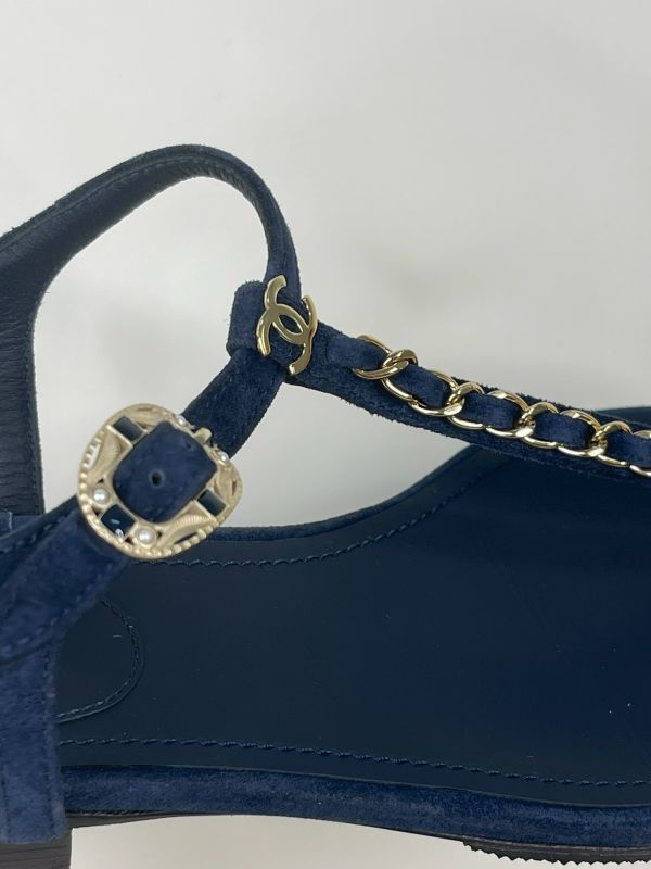 【分期0利率】CHANEL 20P T字金鍊涼鞋【9成新】 