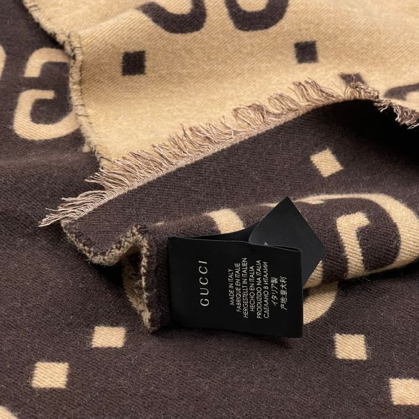 【12期0利率】GUCCI 大G羊毛真絲混紡圍巾【99成新】 