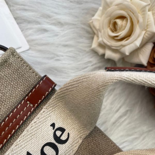 【9.5成新】【12期0利率】CHLOE mini woody tote bag 白 / 棕 