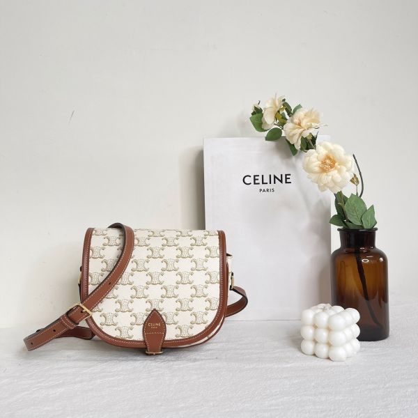 【12期0利率】CELINE Triomphe帆布中型Folco手袋 【9成新】 