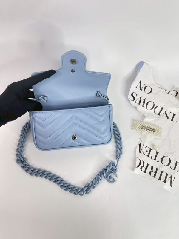 【95成新】GUCCI GG馬夢絎縫皮革鍊帶腰/肩背包 