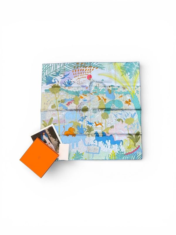 【全新品】HERMES  動物嘉年華方巾 90 