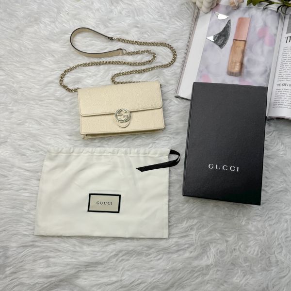 【12期0利率】GUCCI 荔枝皮雙G WOC【9成新】 