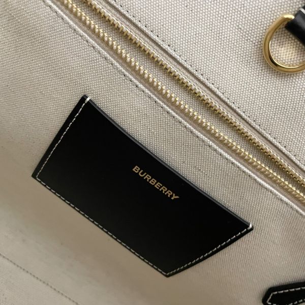 【12期0利率】【全新品】【現金價】BURBERRY Freya小號雙色帆布皮革芙雷雅托特包 