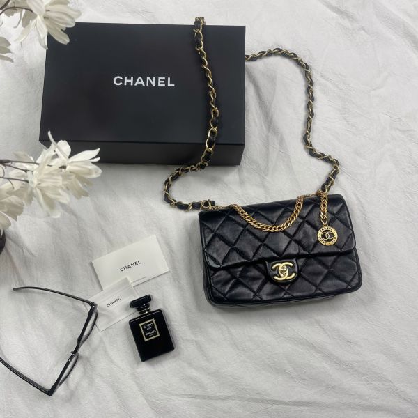 【12期0利率】CHANEL 23S金幣CF23羊蠟皮【95成新】 