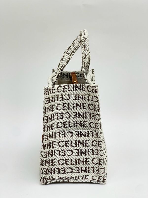 【未使用閒置品】CELINE 條紋織物小型Cabas Thais托特包 
