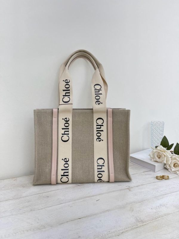 【9成新】Chloé 中號Woody Tote Bag 粉 