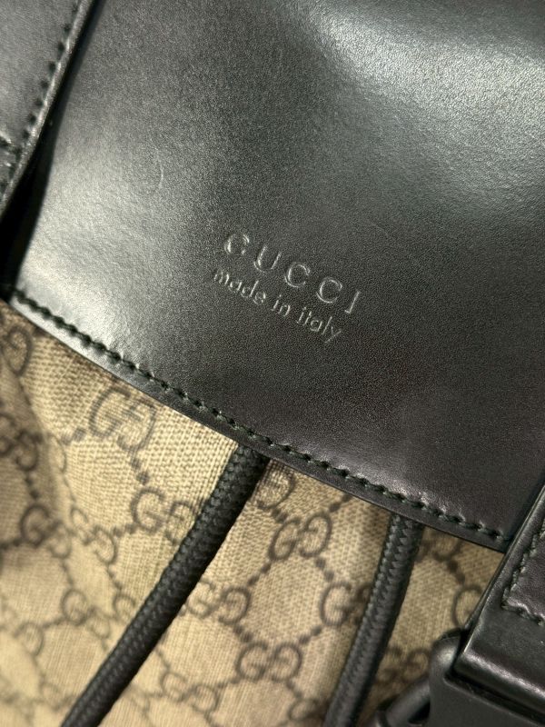 【分期0利率】GUCCI 老花拼牛皮側邊雙口袋後背包 【9成新】 