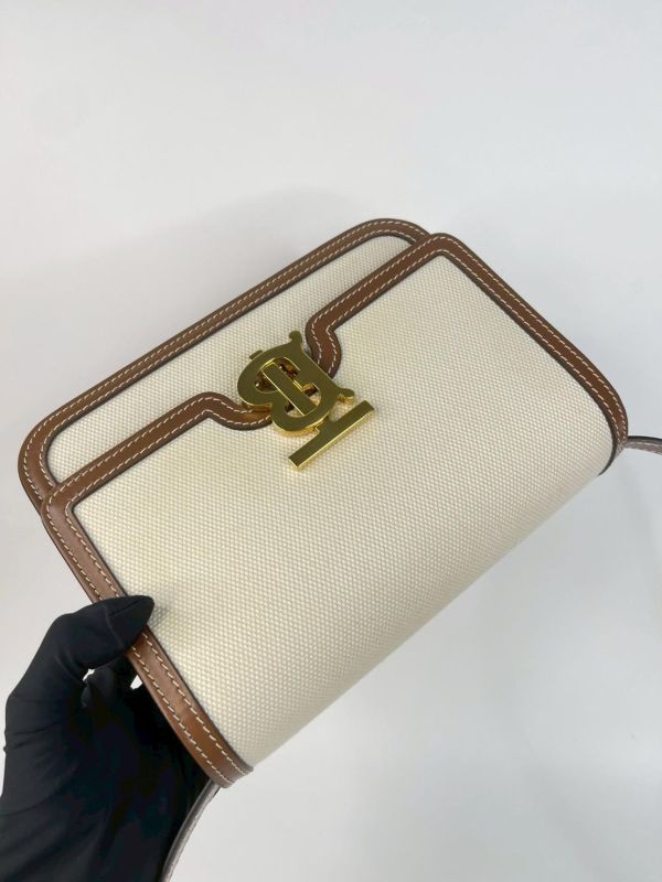 【95成新】BURBERRY TB帆布翻蓋斜背包 