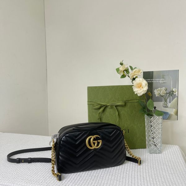 【12期0利率】GUCCI Marmont 相機包黑金【95成新】 