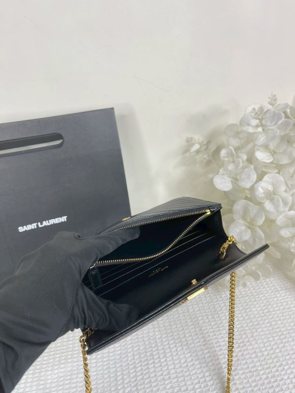 【分期0利率】YSL WOC 魚子醬鍊包黑金 19.5CM【95成新】 