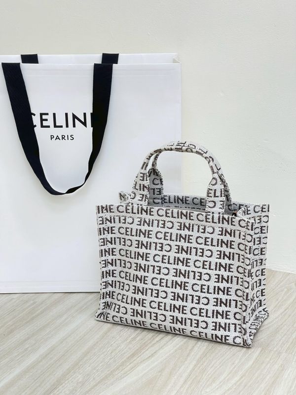 【未使用閒置品】CELINE 條紋織物小型Cabas Thais托特包 