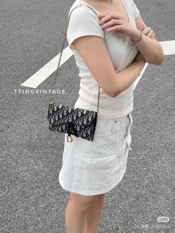 【9成新】DIOR Saddle 長型鏈帶銀包 